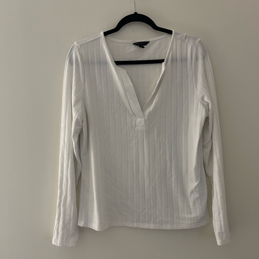 Banana republic wide ribbed white top size Large